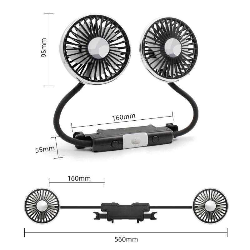 

Dual-Head USB Rear Seat Fan for Car Cooling