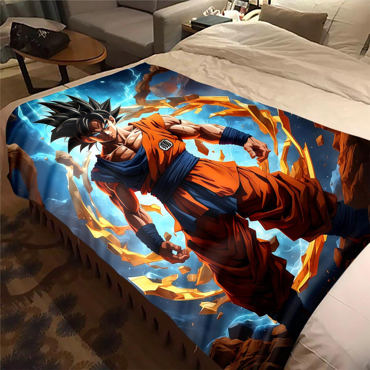 

1PC Dragon Ball Super Print Flannel Blanket, High quality All Seasons, Home Decor, Warmth and Comfort, Perfect for Christmas Gifts 80cm x 120cm