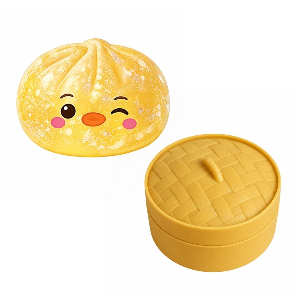 Glitter Squishy Pinch Le with Steamer Fidget Toys Funny Simulated Steamed Bun Squishy Toy