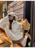 Women's Versatile Mid-Length Plush Jacket with Cute Bear Ears - 2025 Autumn/Winter Collection