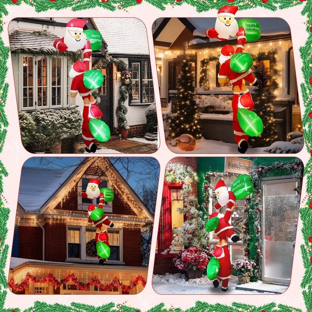 8 FT Christmas Hanging Inflatables Christmas Inflatable Climbing Santa Claus Xmas Holiday Party Blow Up Inflatable Decoration