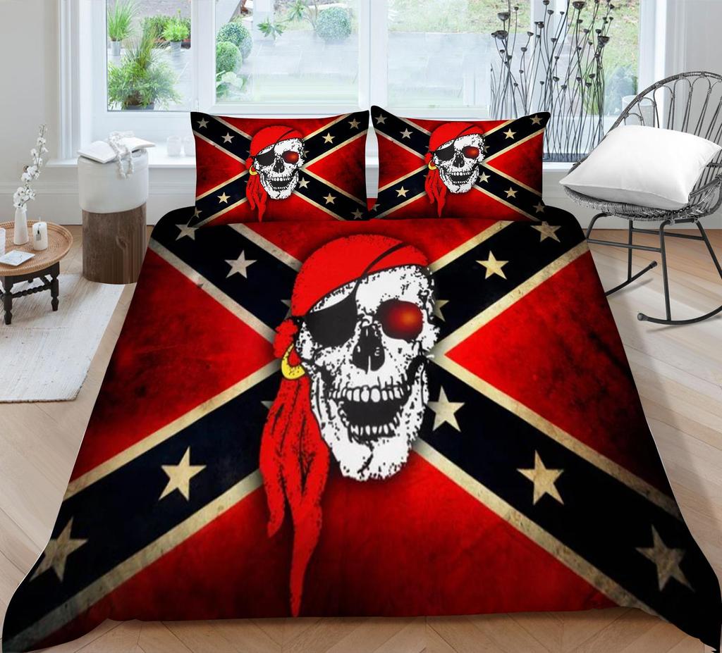 Home Bed Set Skull Print Pillowcase Bedspreads Soft Duvet Cover Queen King Size Teen Boy Girl 3D Soft Quilt Cover