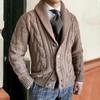 Autumn Winter Warm Sweater Mens Cardigan Knitted Long Sleeve Breasted Collar Jacket Coat Male Casual Fashion Knitwear Clothing