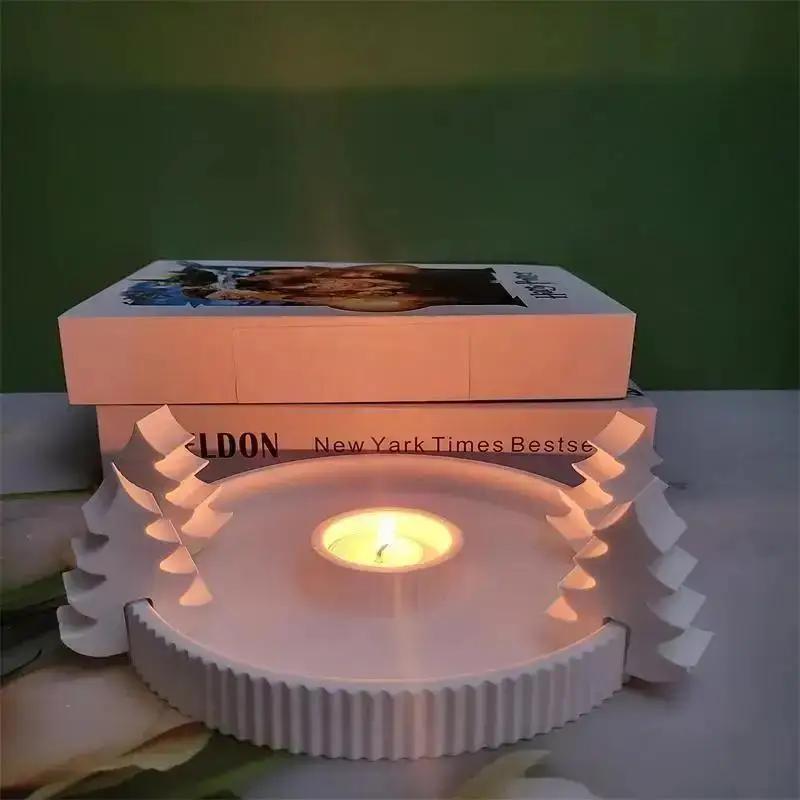 Christmas Tree Handmade Creative Candlestick Silicone Mold DIY Aromath Candle Molds Plaster Resin Candle Holder Making Tools