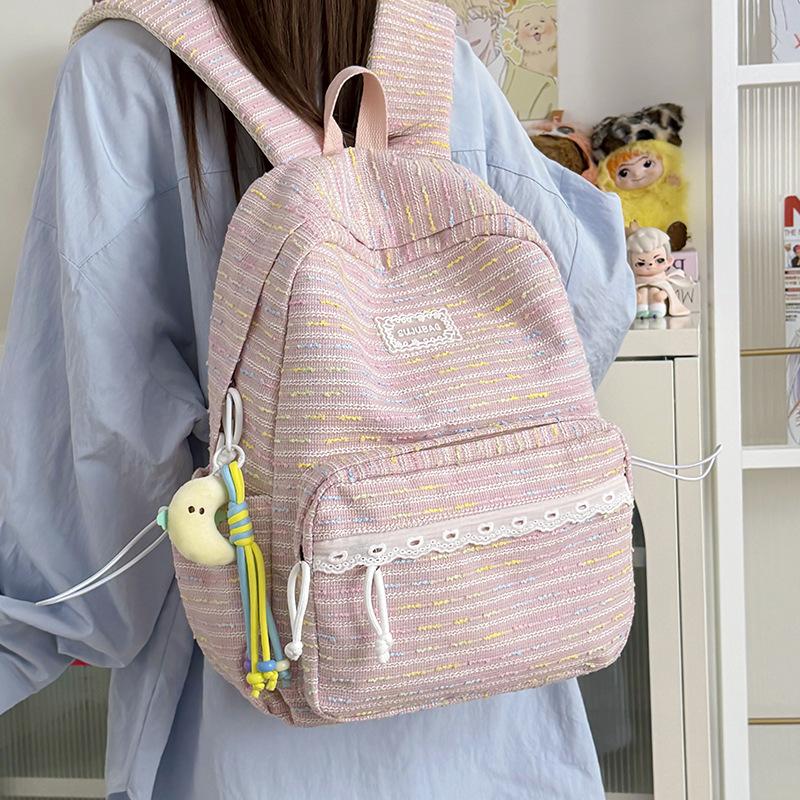Schoolbag Soft glutinous schoolbag Female ins Japanese sweet high-value middle school student backpack Campus versatile college student backpack