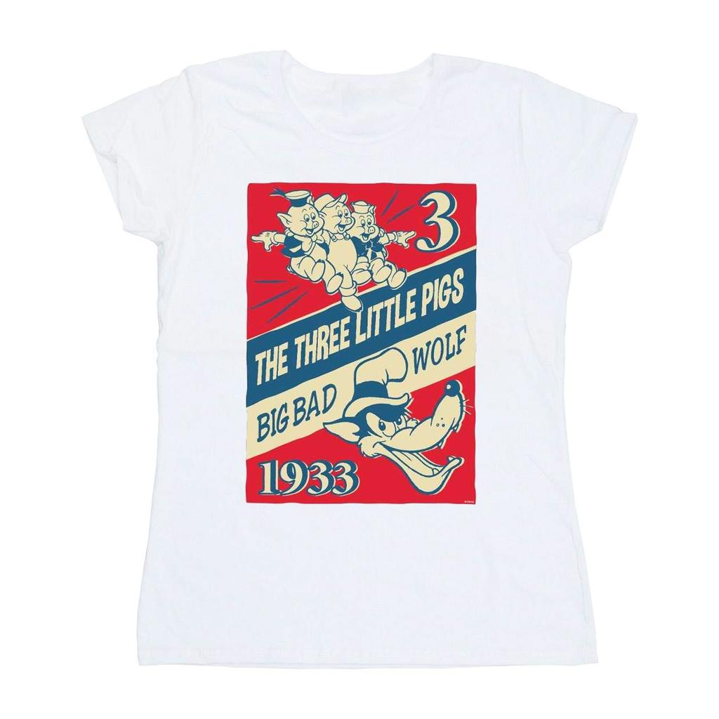 Disney Womens/Ladies Three Little Pigs And The Big Bad Wolf Cotton T-Shirt