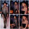 Spiders Costume Adult Cape Tights Necklace Chocker Earings Mask and Witch Hat Halloween Costume Outfit for Women