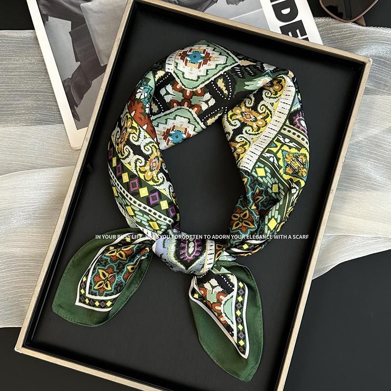 70 Square Scarf Neck Small Shawl New Fashion Silk Scarf High-end Decorative Temperament Scarf Headscarf Headband