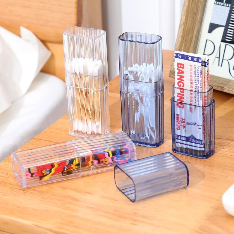 Portable Storage Box with Transparent Lid for Cotton Swabs, Dental Floss, Band-Aids, Rubber Bands & Small Items