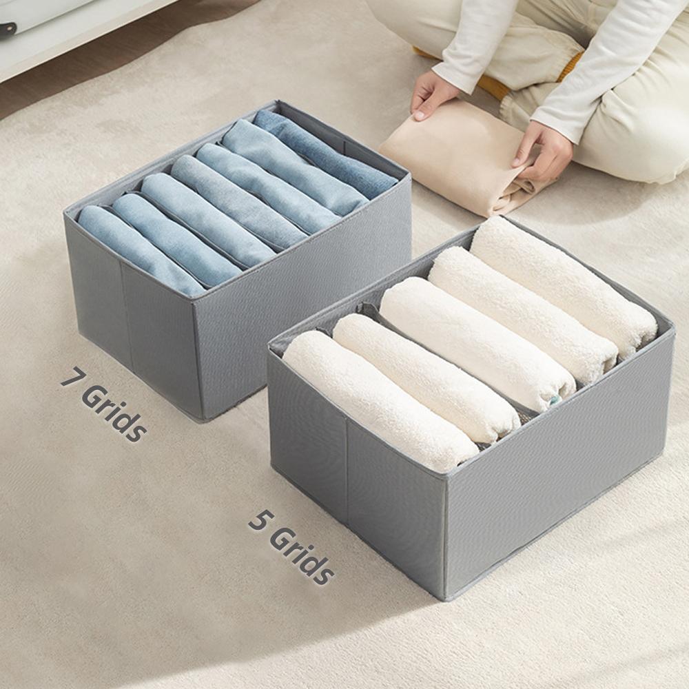 Wardrobe Clothes Organizer Washable Foldable Closet Organizers and Storage Boxes 5/7 Grids