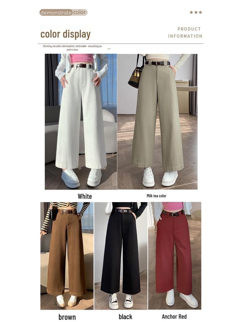 Women's Petite High-Waisted Tencel Washed Cotton Wide-Leg Slimming Cropped Pants