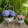 Unique Weathered Metal Flower Pot Container Balcony Vase With Artistic Lace Trim Suitable For Indoor And Outdoor bushes