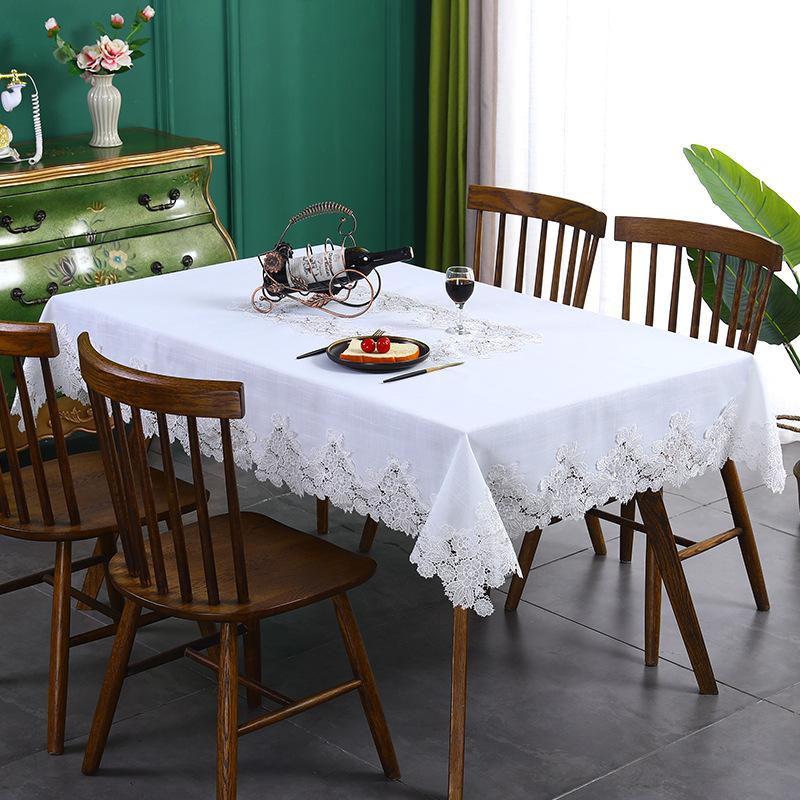 White Lace Tablecloth Modern Simple Coffee Table Dust Towel Mat for Home Decor and Household Use
