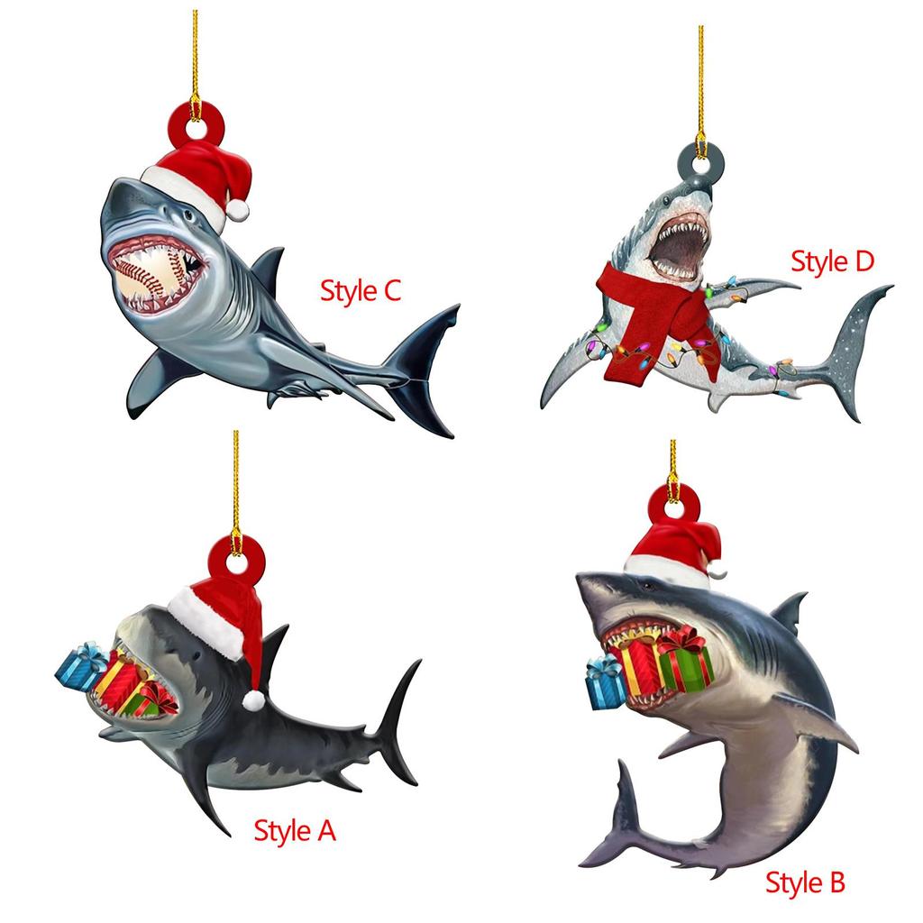 Christmas Hanging Decorations Wooden Pendant Cute Shark Decoration Christmas