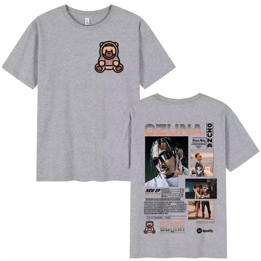 Rapper Ozuna 2024 Album Graphic T Shirts Men's Retro Fashion Short Sleeve T-shirt Man Hip Hop Oversized Cotton Tshirt Streetwear