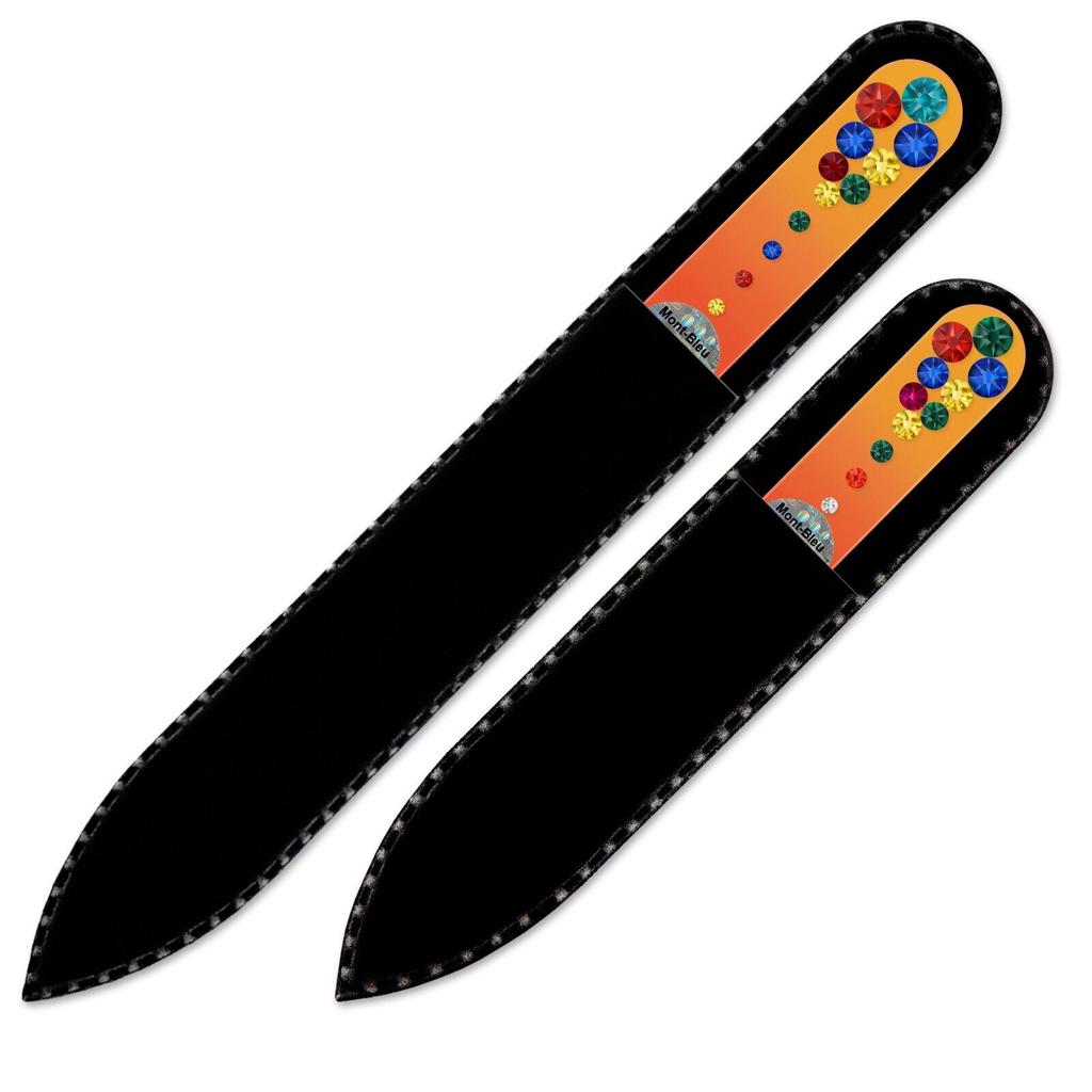 Un set de 2 pile de unghii din sticla marmura cu cristale MC-MS