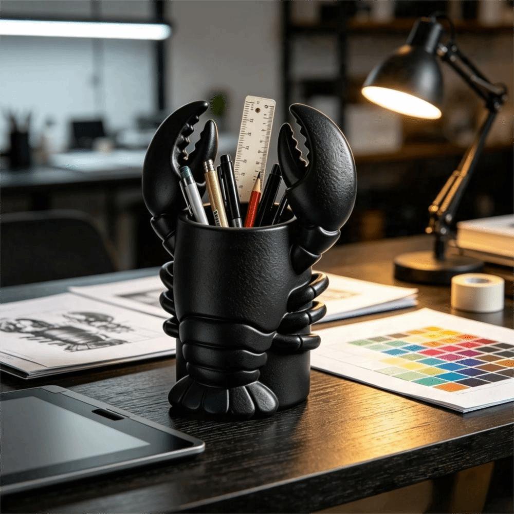 3D Printed Pencil Holder Plastic Cosmetic Brush Holder Lobster-Shaped Pen Holder Desk Decoration