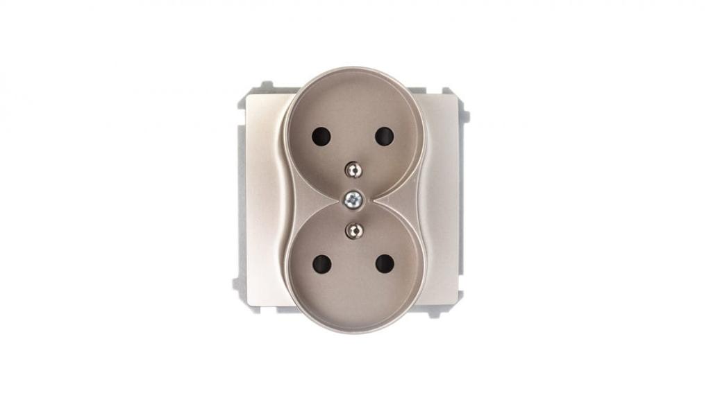 Simon Basic Double Socket Z/U 16A Ip20 With Track Shutter Satin Bmgz2Mz.01/29
