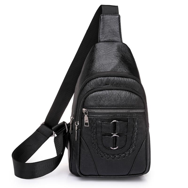New Women's Bag Simple Breast Bag Soft Leather Texture Shoulder Bag Fashion Retro Messenger Bag Casual Travel Bag
