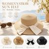Beads Chain Straw Hat Silk Bow Beach Hat French Sun Visor Hat  Travel Vacation