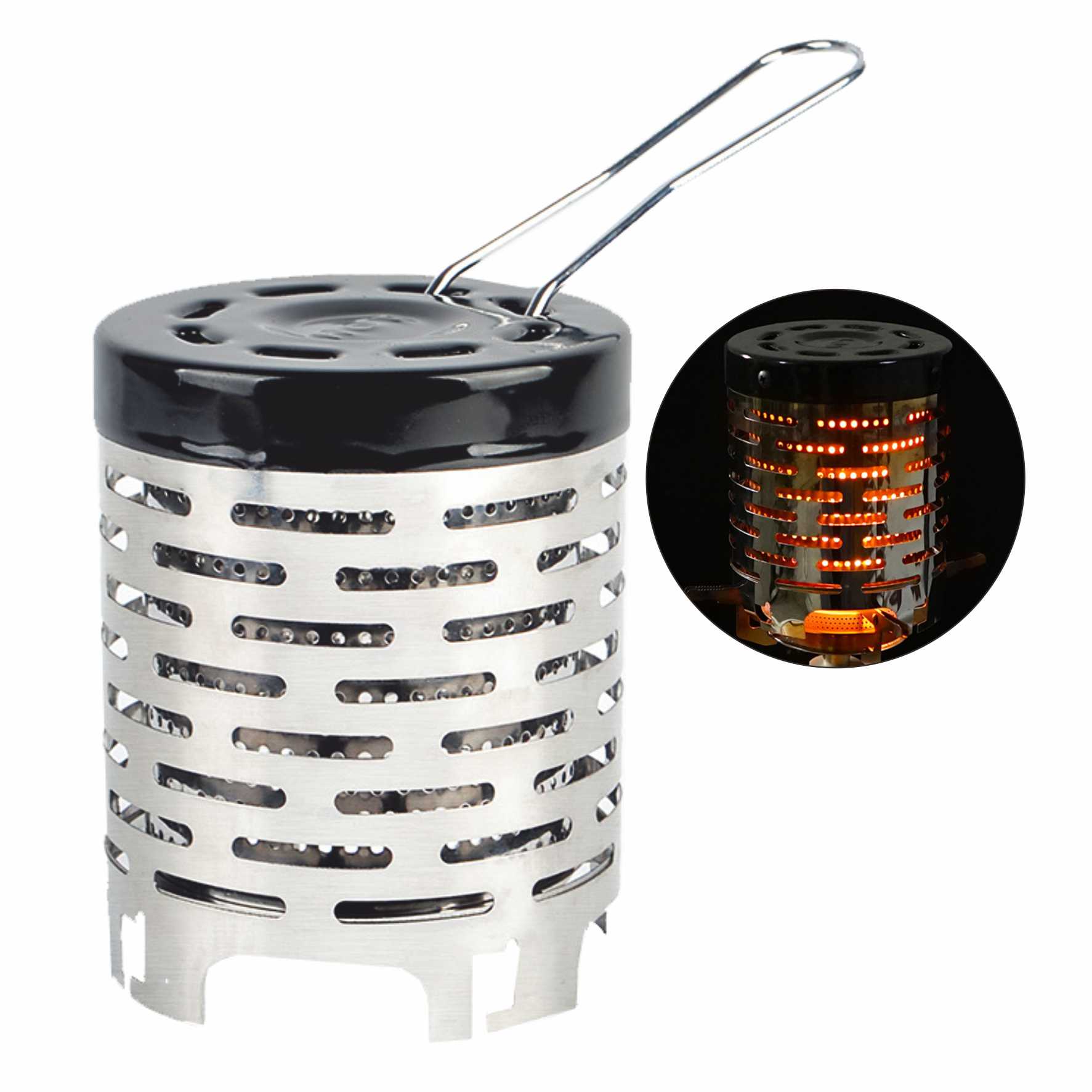STARCAMP Mini Portable Camping Gas Stove Stainless Steel Folding Heater for Outdoor Patio Butane Fuel Heating Cover Included