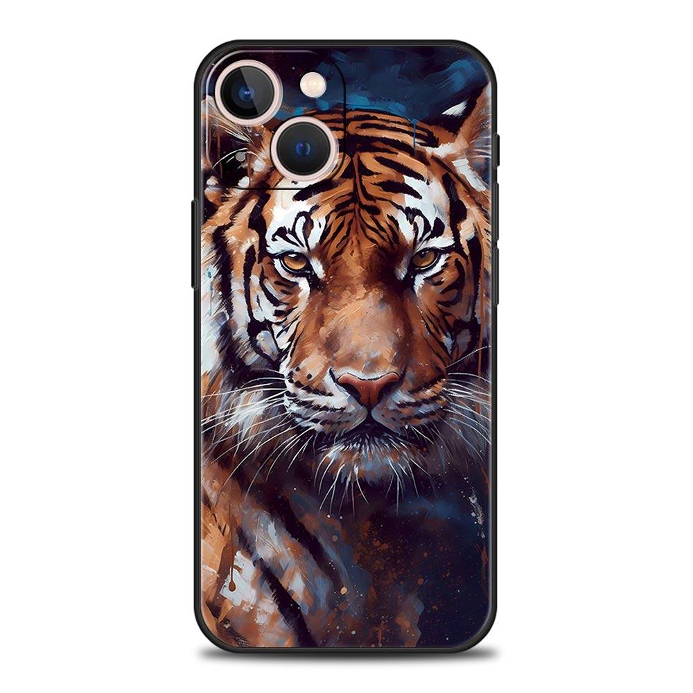 

Art animal tiger Phone Case For iPhone 16 13 15 14 12 11 Pro MAX XR X SE XS 7 8 Plus Soft TPU Shell Cover iPhone 12