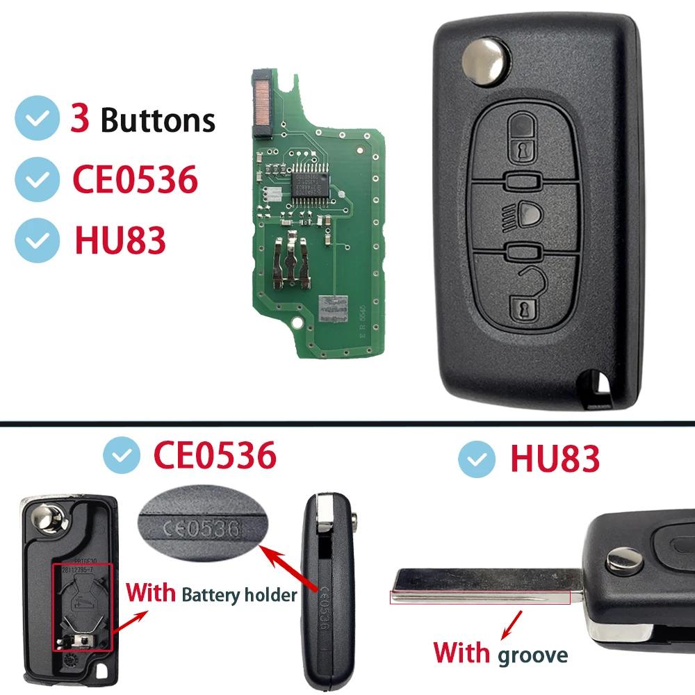 ASK FSK For Citroen C2 C3 C4 C5 C6 Xsara Berlingo For Peugeot 207 307 308 407 607 807 HU83 VA2 CE0536 CE0523 Flip-fjernkontroll bilnøkkel