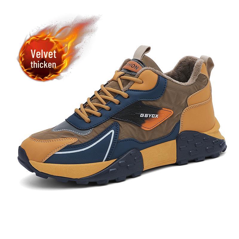 Pantofi de toamnă și iarnă pentru bărbați 2025 cu catifea plus - Adidași casual la modă cu talpă groasă