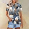 Women's Fashion Casual Lapel Short Sleeve Printed Shirt Women's Button Up Tops
