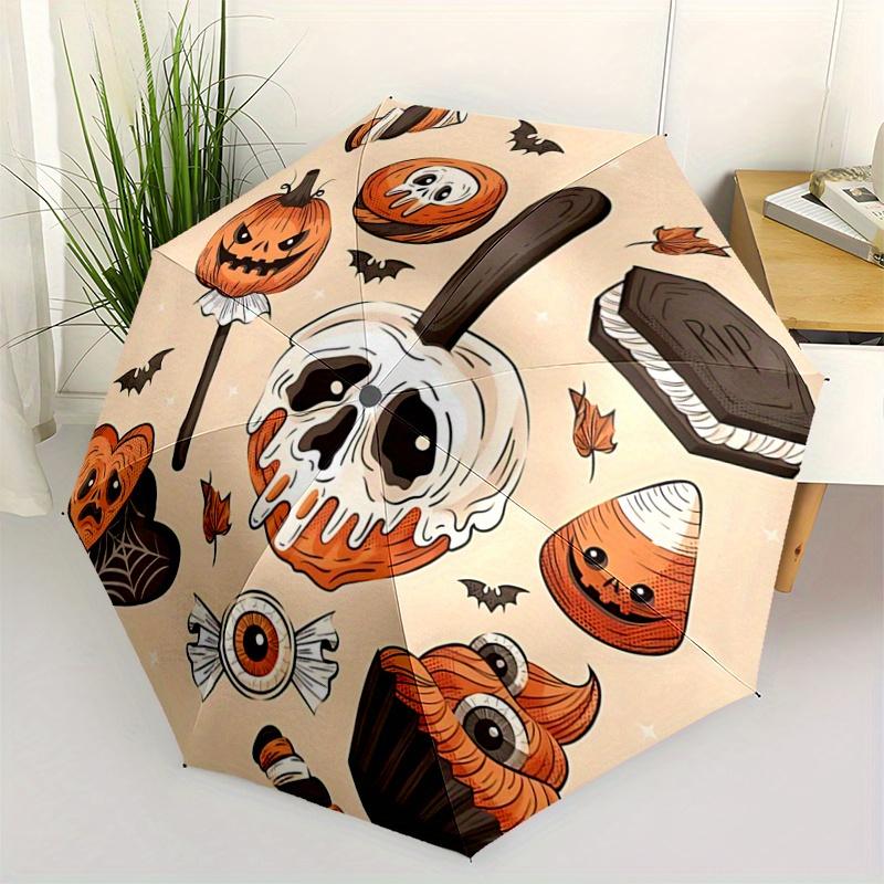 

1pc Halloween Pumpkin ideas Pattern Beautiful Looking Automatic Folding Umbrella, 3 Folding, 8 Pole Frame Design, Durable and Suitable for Travel and