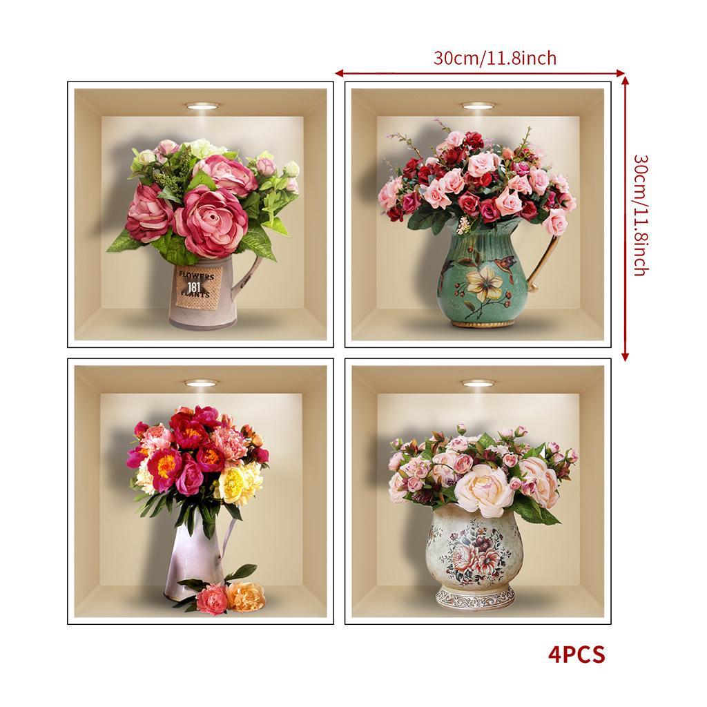 

3D Наклейка на стену в горшке с растением - Фон для дивана в гостиной, Самоклеящиеся ПВХ обои 30x30 cm