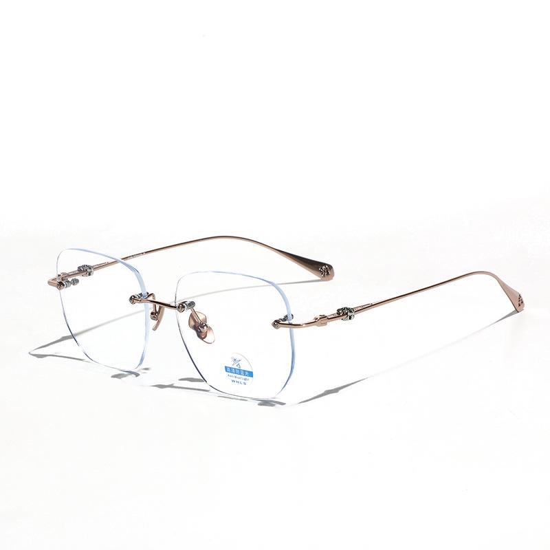 Glasses Ultra-Light Metal Titanium Glasses Men, Myopia Frame Glasses Frame, Trimmed Borderless Flat Glasses Women