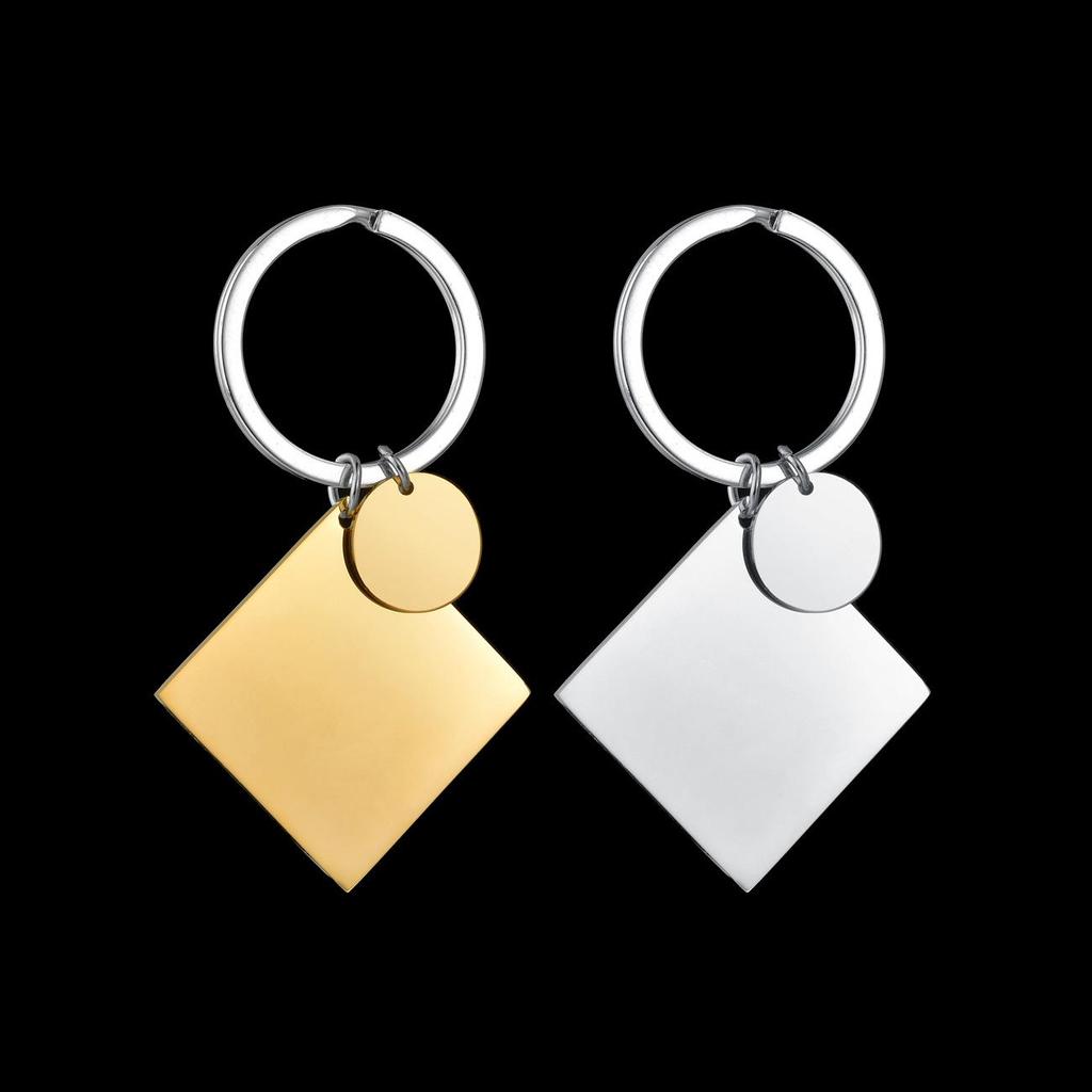 Trendy DIY Laser Engraved Stainless Steel Keychain Ornaments: Round & Square Calendar Pendants