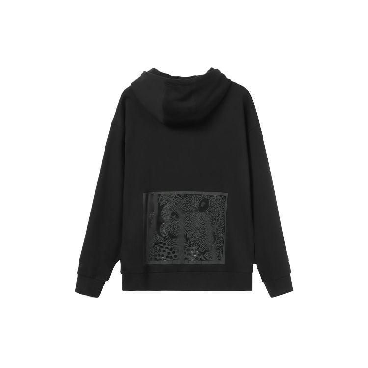 Li Ning X Disney Collaboration Series Printed Loose Pullover Hoodie Men hoodies Black AWDR445-1