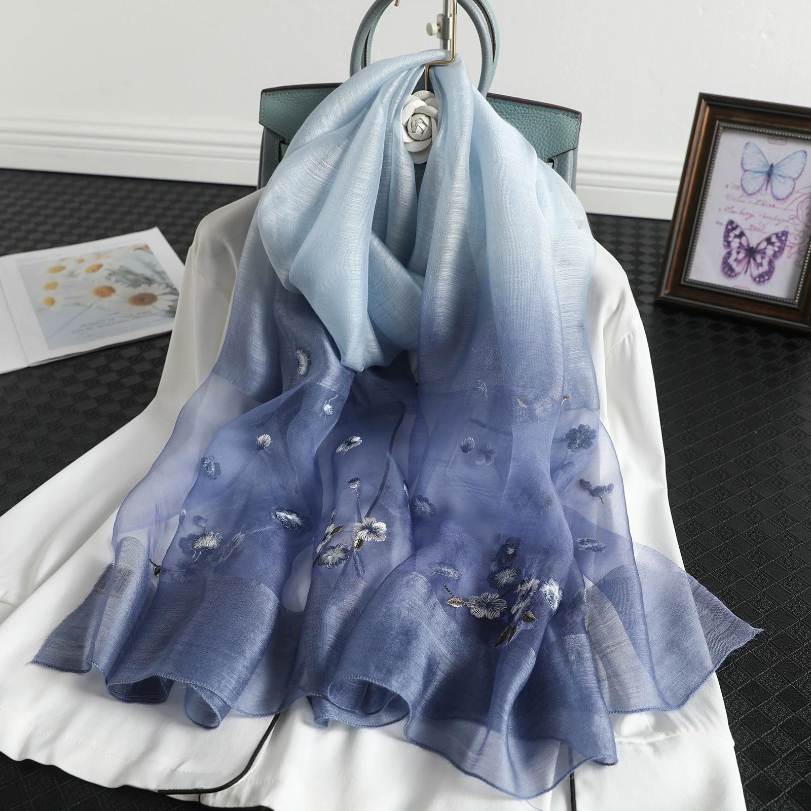 Yto Scarf Women's New Silk Hand-Embroidered Scarf Fallwinter New Arrival Silk-Like Scarf Elegant And Versatile Decorative Shawl 190Cm