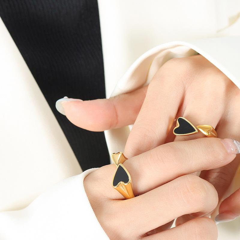 New In Heart-to-heart Ring Ladies Ins Style Simple  Double Love Korean Creative Rings