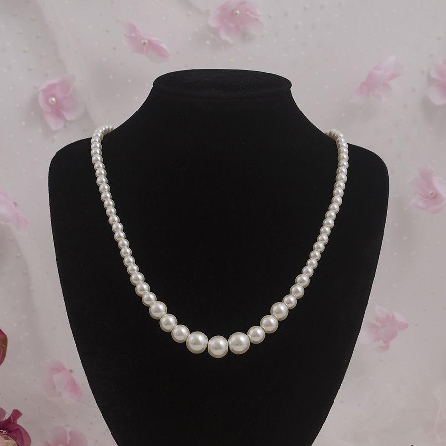

Xiaoxiangfeng classic imitation pearl necklace, simple and versatile gradual change in size round bead chain, temperament cheongsam with jewelry women