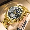 BINBOND Men's Luminous Trendy Tourbillon Watch with Steel Band, Three Dials & Six Hands