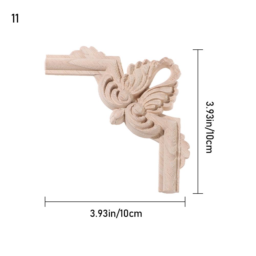 Oak Door Decor Crafts Corner Applique Onlay Decal Carved Wave Flower Decorative Wood Appliques