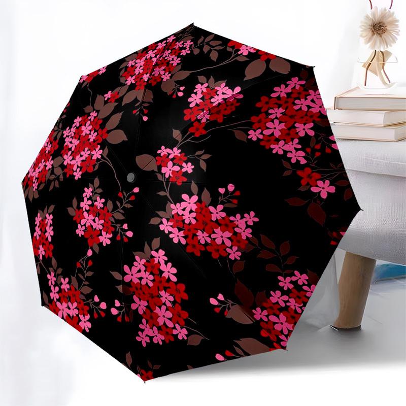 1pc Floral Pattern Design Umbrella with Plastic Handle,Compact & Stylish,Suitable for All Seasons Ptys26002
