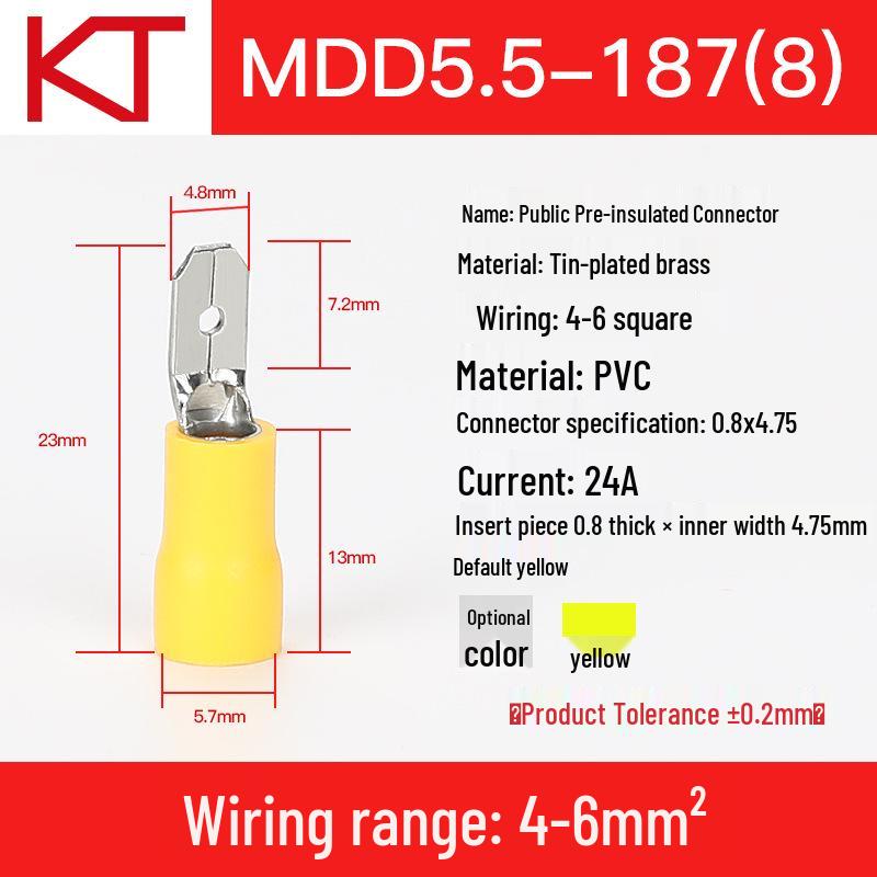500x Male Pre-insulated Cold Crimp Terminal Connectors MDD5.5-187-250 Pin