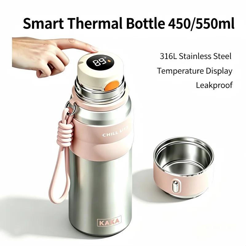 116L Stainless Steel Smart Thermal Bottle for 111/111ml Leakproof Insulated with Temperature Display Portable Travel Coffee Mug