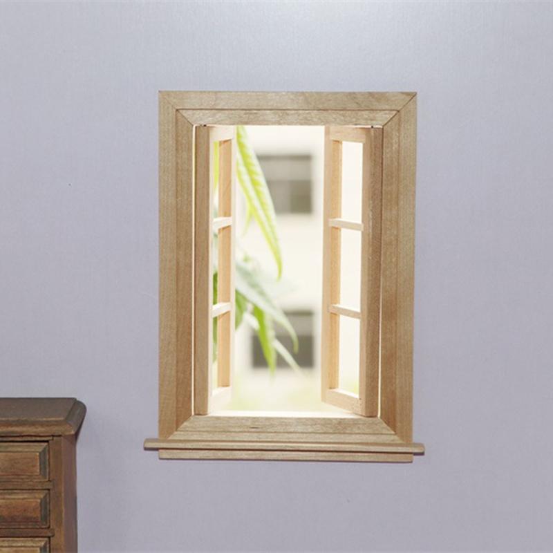 1: 12 Dollhouse Mini Door and Window Plain Wooden Material Model Accessories Can Be Painted and Colored