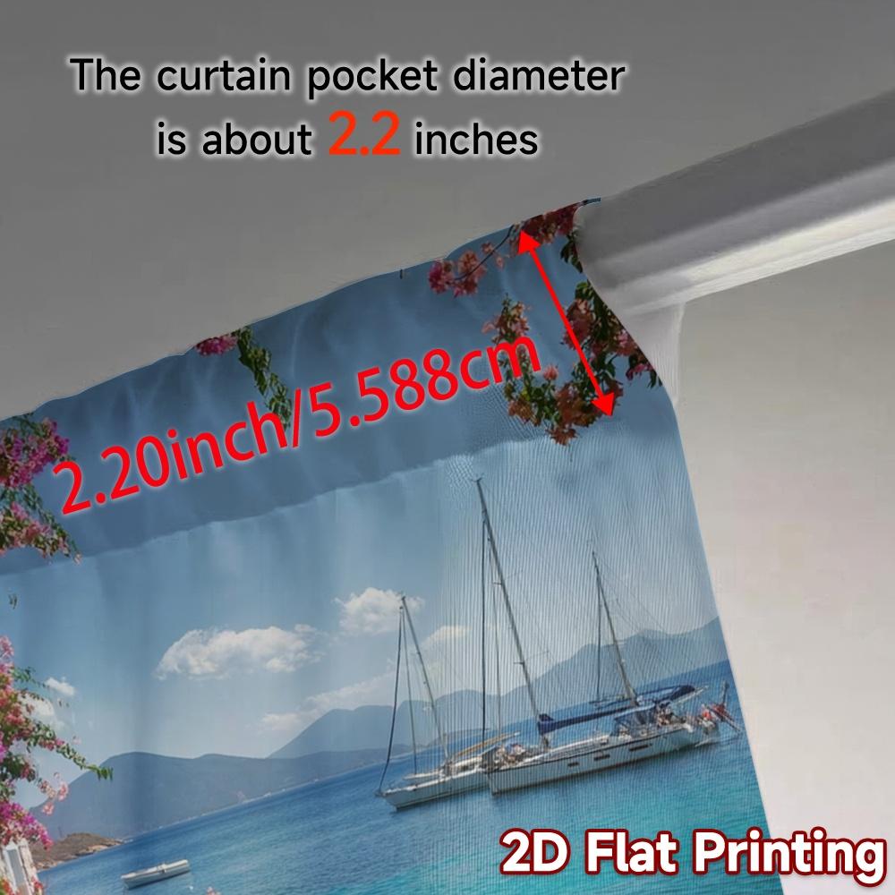 Set Of 2 Modern Flat Printing Curtains Without Rod Seaside Serenity Window Treatment Versatile Durable Polyester Curtain Made
