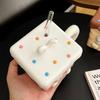 Cute Rabbit Ceramic Mug With Lid Pink Cute Water Cup Girl Heart Household Milk Straw Cup Souvenir