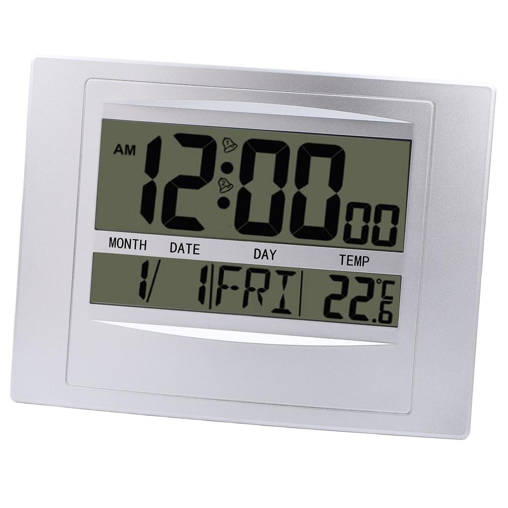 Digital Calendar Clock Large Display Electronic Temperature Meter Silent Alarm Clock for Bedroom Living Room