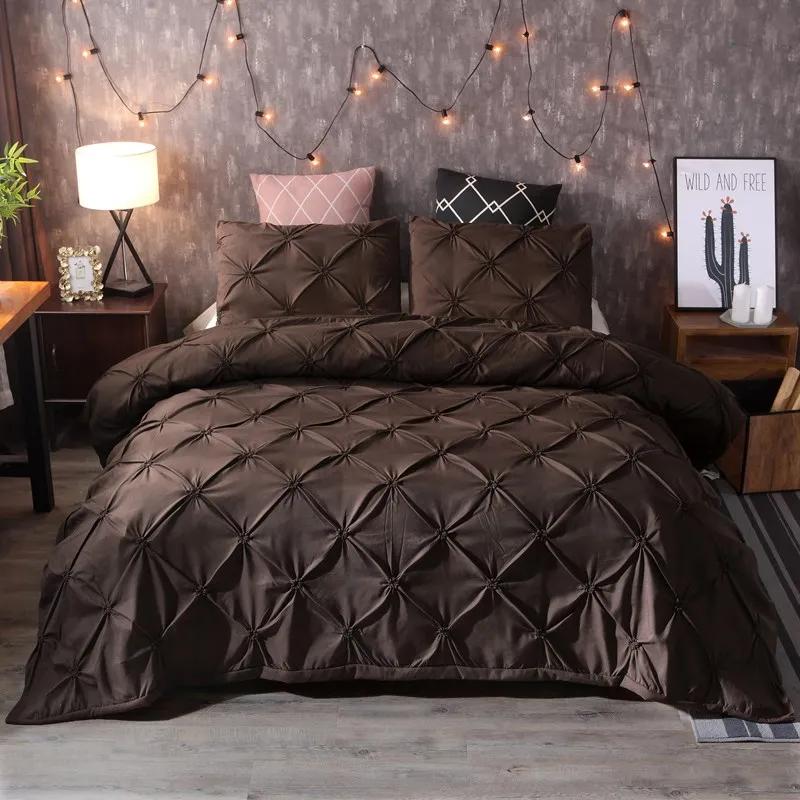 

Black Duvet Cover Set Pinch Pleat 2/3pcs King Size Polyester Bedclothes Bedding Sets Luxury Home Hotel Use(no Filling No Sheet) 135x200cm 3pcs