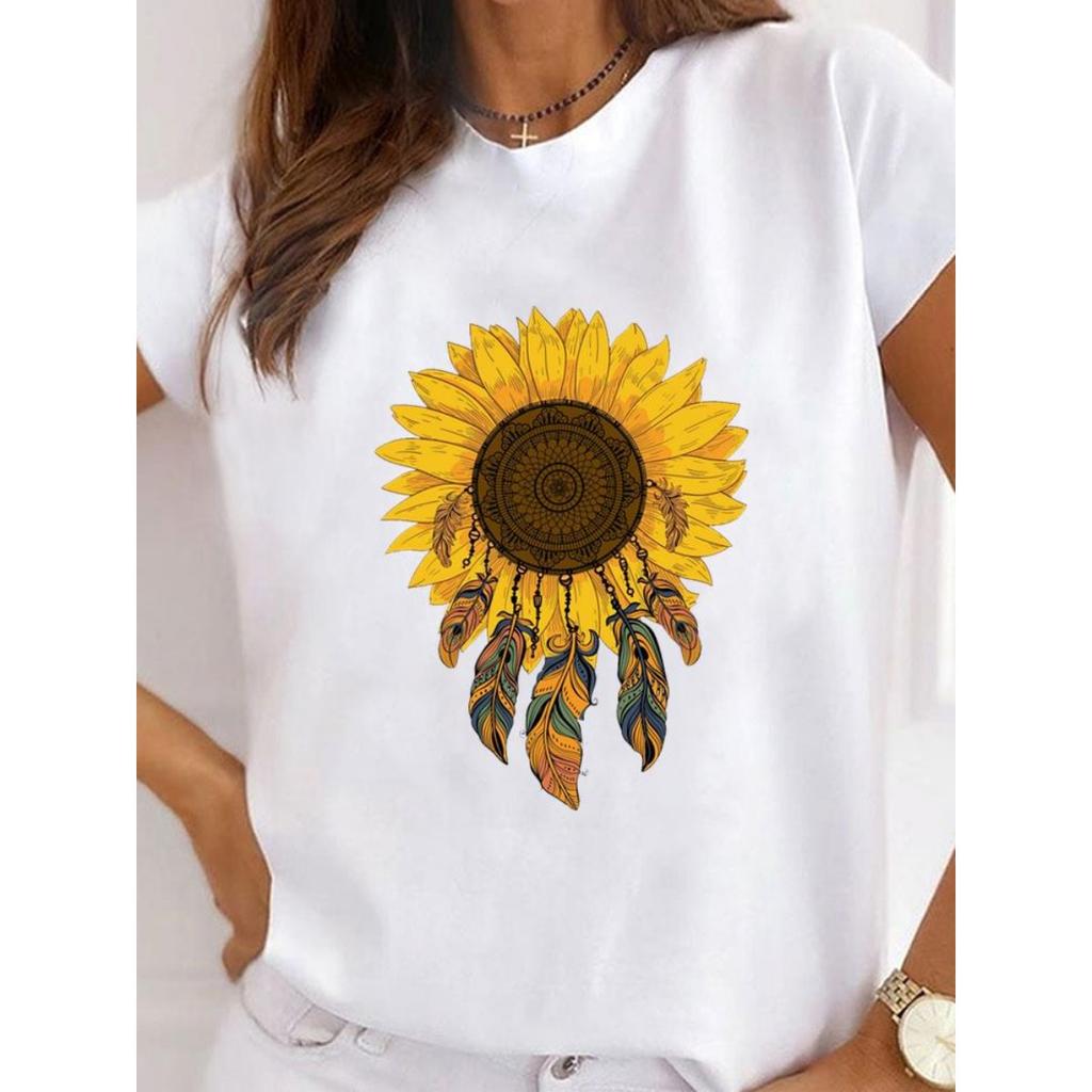 Sunflower Style Trend Cute T-shirt Ladies Fashion Basic Tee Top Clothes Women Graphic Short Sleeve Print T Shirt Clothing