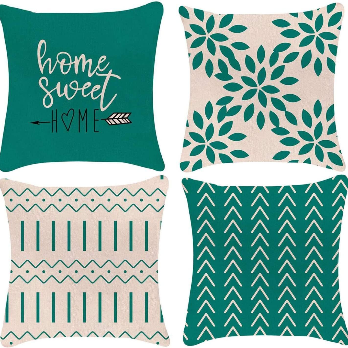

Modern Sofa Pillowcase Outdoor Decoration Linen Pillowcase Decoration Living Room Bedside Pillowcase 45 * 45 pillowcase four-piece set зелёный