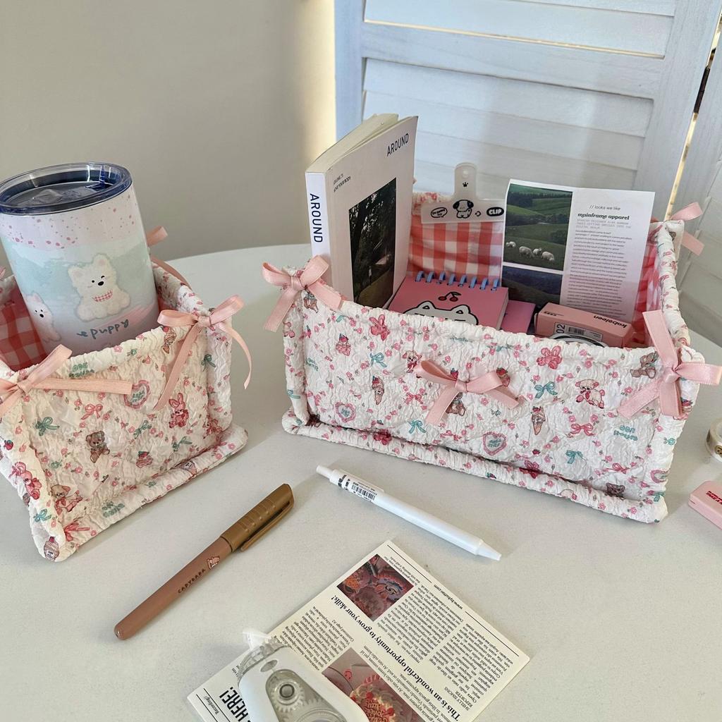 NS Fabric Storage Basket Desktop Snack and Miscellaneous Storage Basket Large Capacity Makeup and Skincare Product Sorting Bag